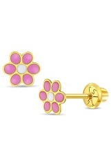 lovely daisy flower yellow gold stud baby earrings